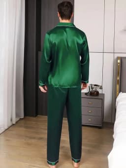 Men Pajamas Set Silk Satin Nightwear Shirt Long Sleeve Pijama Male Fashion Soft Home Suit Big Size Spring Sleepwear For Sleeping