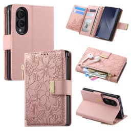 Fashionable Embossed Zipper Flip Card Slot Wallet Leather Case for Samsung Z Fold 8 Wide Shockproof Book Stand Slim fit Cover