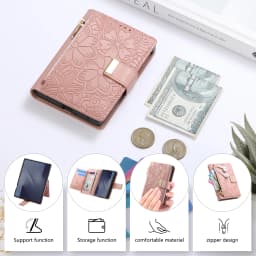 Fashionable Embossed Zipper Flip Card Slot Wallet Leather Case for Samsung Z Fold 8 Wide Shockproof Book Stand Slim fit Cover