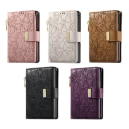 Fashionable Embossed Zipper Flip Card Slot Wallet Leather Case for Samsung Z Fold 8 Wide Shockproof Book Stand Slim fit Cover