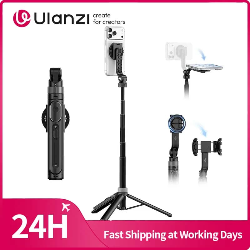 Ulanzi TT86 Mini Overhead Selfie Stick Tripod Magnetic&Clamp for Smartphone Selfie Stick for Outdoor Travel Photography