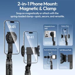 Ulanzi TT86 Mini Overhead Selfie Stick Tripod Magnetic&Clamp for Smartphone Selfie Stick for Outdoor Travel Photography