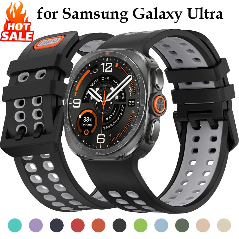 Two-tone Silicone Strap For Samsung Galaxy Watch Ultra 2025 Outdoor Sports Breathable Bracelet Correa for Galaxy Watch Ultra 2