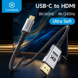 Hagibis USB C to HDMI Cable Type-C to HDMI 2.1 8K Video Soft Cable Phone Laptop to TV Monitor 4K240Hz for Phone Tablet Projector