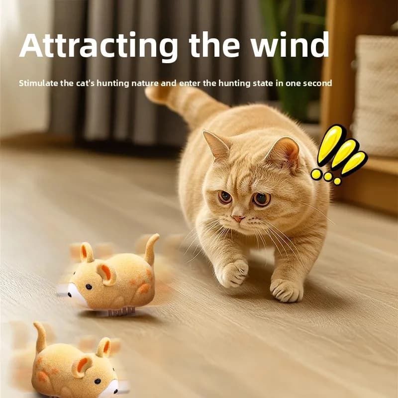 Interactive Cat Toy Electric Cat Toy Mouse Interactive Electric Hamster Cat Toy Self-Moving Obstacles Avoid
