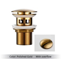 Bagnolux Polished Gold Basin Sink Drainer Corrosion Resistant Easy To Clean Pop Up Button Round Hole Bathroom Hotel Drainer