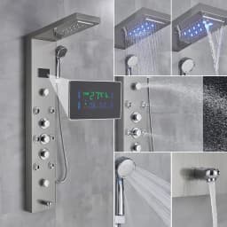 Newly Luxury Black/Brushed Bathroom Shower Faucet LED Shower Panel Column Bathtub Mixer Tap With Hand Shower Temperature Screen