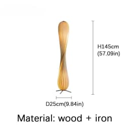 Light Luxury Wooden Curved Shade Floor Lamp Modern Standing Lamp for Living Room Bedroom Entryway Home Interior Decor Lighting