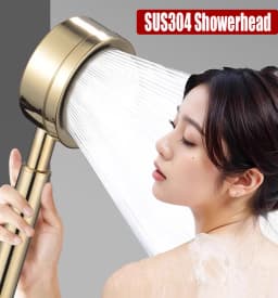 New Golden 304 Stainless Steel High Pressure Water Saving Shower Head Large Flow Handheld Showerhead Set Bathroom Accessories
