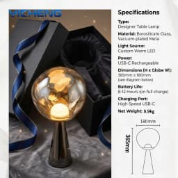 365mm High Modern Nordic Minimalist Touch Desk Lamp Rechargeable Night Light Portable Bedroom Bedside Table Atmosphere Light