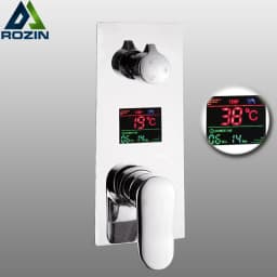 Wall Mounted Brass Shower Control Mixer Valve Digital Temperature Display 2-3 Ways Pre-box Intelligent Bath Shower Mixers