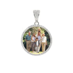 Hip Hop Jewelry Bling CZ Memorial Picture Frames Necklace Personalization Photo Custom 26/35/45/68.5MM Circle Medallions Pendant