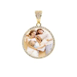 Hip Hop Jewelry Bling CZ Memorial Picture Frames Necklace Personalization Photo Custom 26/35/45/68.5MM Circle Medallions Pendant