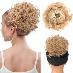 Synthetic Fiber Messy Bun Short Curly Ponytail Extension - Elastic Drawstring Loose Hair Bun Pieces For Women With Thinning Hair