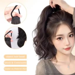 12inch Hair Ponytail Extensions Wig Wavy Curly Ponytail Hairpiece with Elastic Rubber Band Fluffy Wavy Ponytail for Women Wear