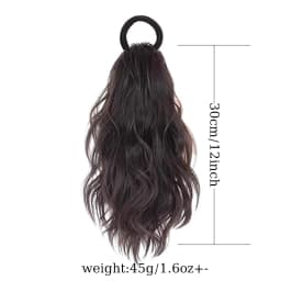 12inch Hair Ponytail Extensions Wig Wavy Curly Ponytail Hairpiece with Elastic Rubber Band Fluffy Wavy Ponytail for Women Wear