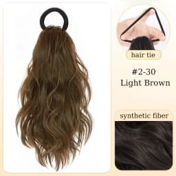 12inch Hair Ponytail Extensions Wig Wavy Curly Ponytail Hairpiece with Elastic Rubber Band Fluffy Wavy Ponytail for Women Wear