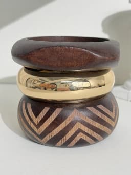 HUANZHI 3Piece Vintage Brown Geometric Resin Bracelet Set Exaggerated Different Shapes Wide Thick Stacked Wear Jewelry