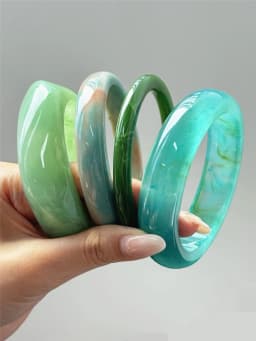 HUANZHI 3Piece Vintage Brown Geometric Resin Bracelet Set Exaggerated Different Shapes Wide Thick Stacked Wear Jewelry