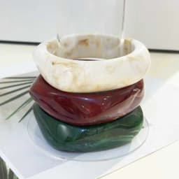 HUANZHI 3Piece Vintage Brown Geometric Resin Bracelet Set Exaggerated Different Shapes Wide Thick Stacked Wear Jewelry