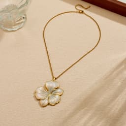 DIEYURO 316L Stainless Steel Light Luxury Golden White Enamel Flower Pendant Necklace For Women Classic Non-fading Neck Chain