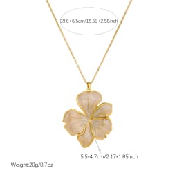 DIEYURO 316L Stainless Steel Light Luxury Golden White Enamel Flower Pendant Necklace For Women Classic Non-fading Neck Chain