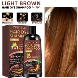 YUITIKUE 3-in-1 Light Brown Hair Dye Shampoo | 3-Step Easy Application For Natural Gray Coverage & Moisturizing Care 100ml