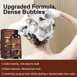YUITIKUE 3-in-1 Light Brown Hair Dye Shampoo | 3-Step Easy Application For Natural Gray Coverage & Moisturizing Care 100ml