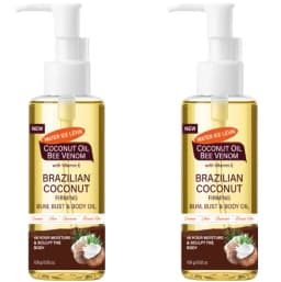 Brazilian Coconut Firming Body Oil, 48H Moisture & Sculpting with Acai, Guarana & Hyaluronic Acid for Bum & Bust