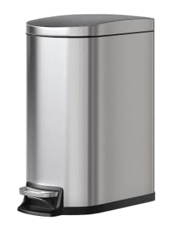 13 Gal / 50 L Slim Stainless Steel Step Trash Can with Soft-Close Lid – Kitchen Garbage Bin with Inner Bucket, Rear Handle, Rustproof, Silver