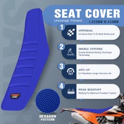 Sawrain Universal Pro Ribbed Rubber Seat Cover For KTM Honda YAMAHA Suzuki Enduro Off-Road Motocross Gripper Seat Cushions