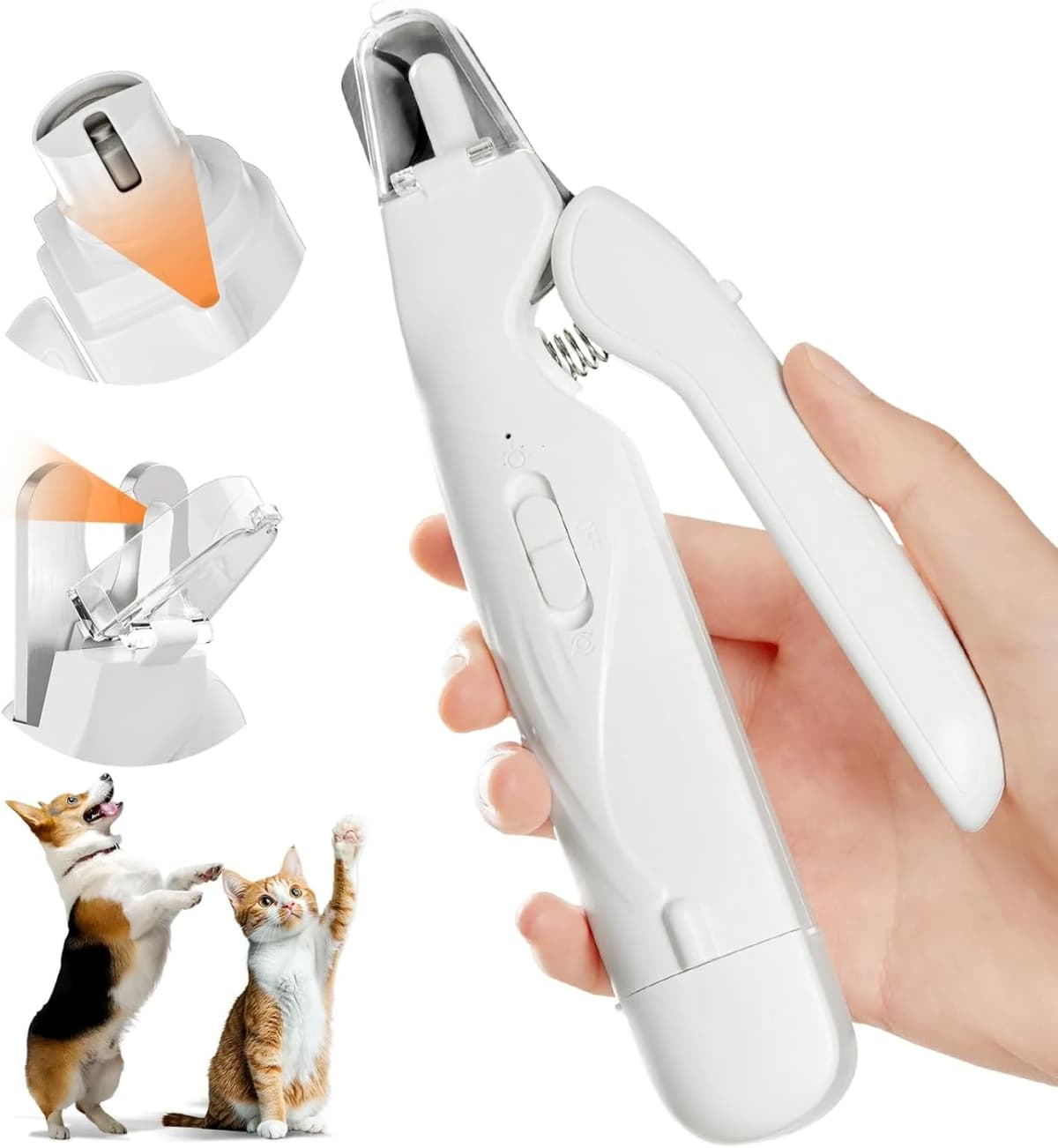Pet Nail Clippers, Quiet Pet Nail Grinder with 2 LED Lights for Large Medium Small Puppy Dogs and Cats, Pet Nail Grooming Tool