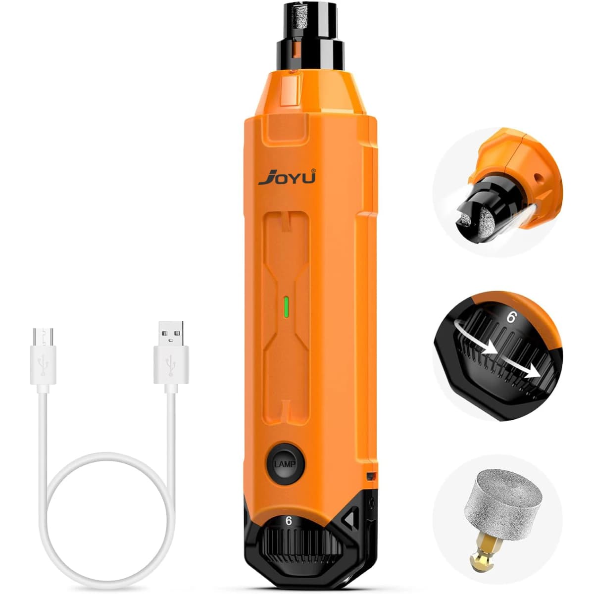 6-Speed Dog Nail Grinder Enhanced Pet Nail Grinder Super Quiet Rechargeable Electric Dog Nail Trimmer Painless Paws Grooming