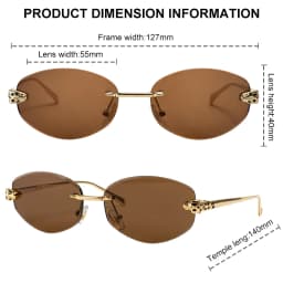 Rimless Hexagon Punk Sunglasses Women 2026 Luxury Designer Gold Leopard Head Outdoor Oval Sun Glasses Female Black Trendy Shades