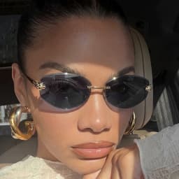 Rimless Hexagon Punk Sunglasses Women 2026 Luxury Designer Gold Leopard Head Outdoor Oval Sun Glasses Female Black Trendy Shades