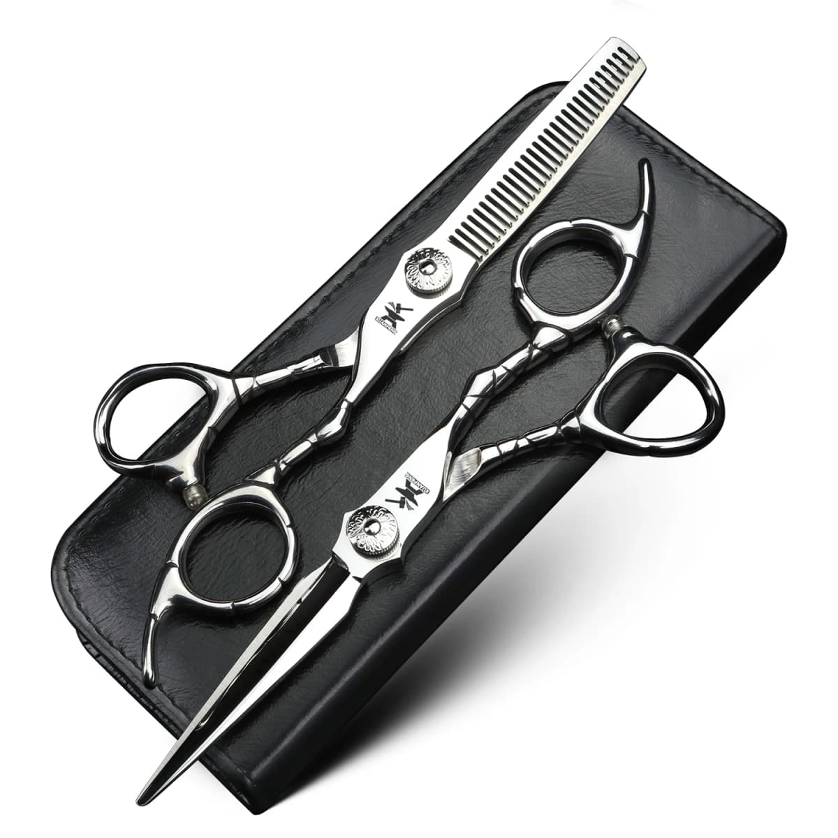XUANTENG 6-inch Silver Professional Hair Scissors, Barber Cutting Scissors and Thinning Scissors, Hair Salon Tools