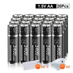 PALO 1.5V AA Lithium Rechargeable Battery 3400mWh Long-Lasting Black Li-ion 2A Batteries for High-Performance Devices