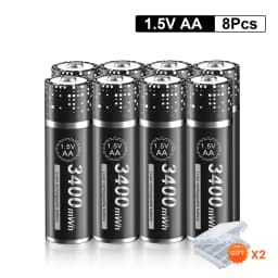 PALO 1.5V AA Lithium Rechargeable Battery 3400mWh Long-Lasting Black Li-ion 2A Batteries for High-Performance Devices