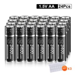 PALO 1.5V AA Lithium Rechargeable Battery 3400mWh Long-Lasting Black Li-ion 2A Batteries for High-Performance Devices