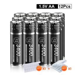 PALO 1.5V AA Lithium Rechargeable Battery 3400mWh Long-Lasting Black Li-ion 2A Batteries for High-Performance Devices