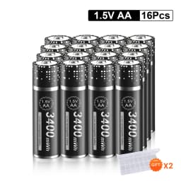 PALO 1.5V AA Lithium Rechargeable Battery 3400mWh Long-Lasting Black Li-ion 2A Batteries for High-Performance Devices