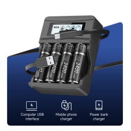 PALO 1.5V AA Lithium Rechargeable Battery 3400mWh Long-Lasting Black Li-ion 2A Batteries for High-Performance Devices