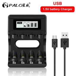 PALO 1.5V AA Lithium Rechargeable Battery 3400mWh Long-Lasting Black Li-ion 2A Batteries for High-Performance Devices