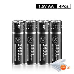 PALO 1.5V AA Lithium Rechargeable Battery 3400mWh Long-Lasting Black Li-ion 2A Batteries for High-Performance Devices