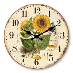 1pc Retro Wood Wall Clock, Two Sunflower Flower Design Wall Clock, Non-Ticking Silent Wall Clock, Home Living Room Decoration