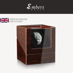 Embers Luxry Wooden Watch Box Single Winder with Glass Storage Automatic Watch Case Battery Powered Shaker Mabuchi Motor