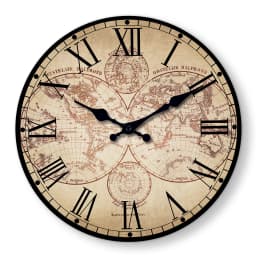 Retro Nautical Coast Beach Ship Compass Pattern Wooden Wall Clock Living Room Bedroom Kitchen Home Decor Silent Quartz Clock Holiday Gift 10 Inch 12 Inch 14inch 16inch (No Battery)