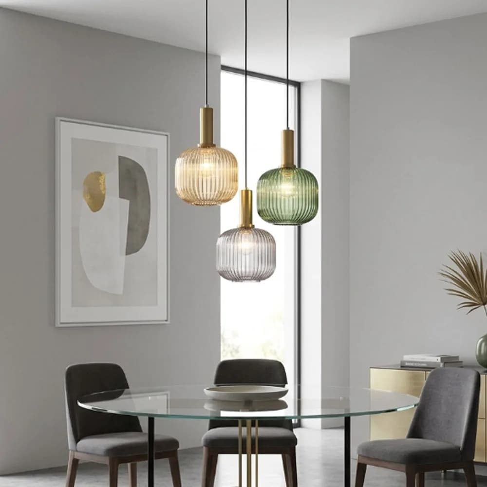 Glass Pendant Lights E27 Smoke Gray For Kitchen Restaurant Dining Table Living Room Bar Front Home Decor Hanging Lights