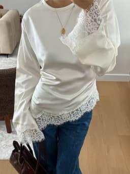 Casual Lace Patchwork Lace-up Tops Women's Slim Belted Waist-cinching Round Neck Pullovers 2026 New Ladies Spring Solid Shirt