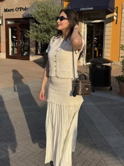 HH Women Casual Knitted Tank Top Pleated Skirt Sets Single Breasted Short Sleeve O Neck T-Shirt Slim Patchwork Skirt Outfit